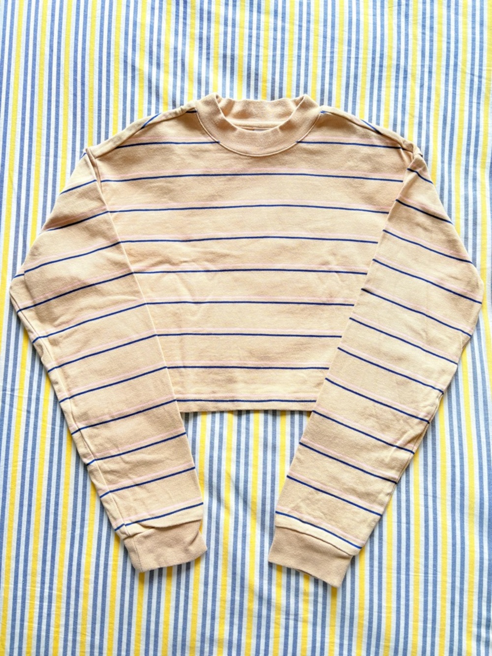 Twik Cropped Beige Striped Sweater, 100% cotton